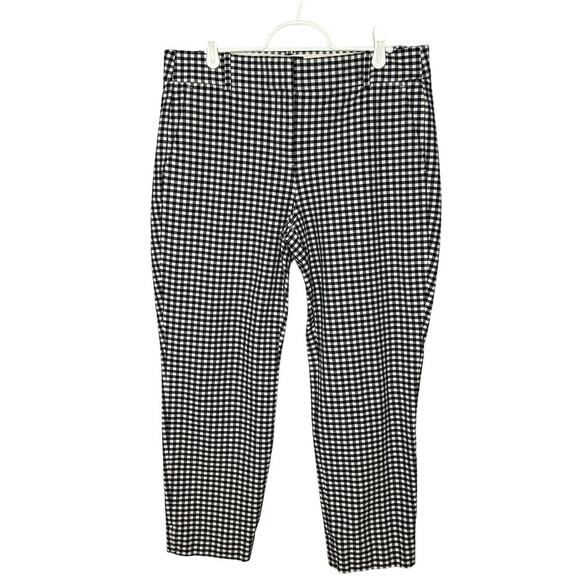 J. Crew navy/black and white check mid rise Cameron ankle pants size 10 - Picture 1 of 7